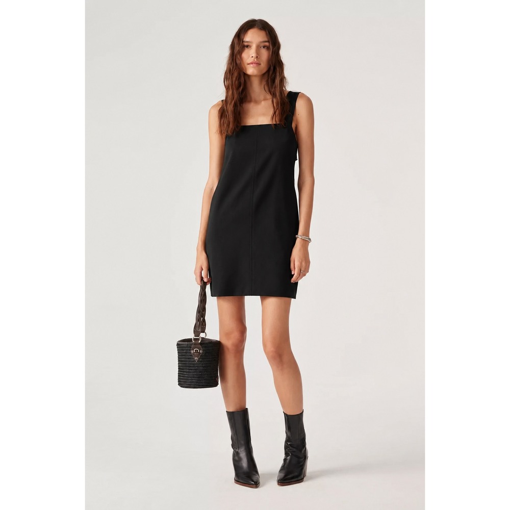 Ba&Sh Mini Shift Dress Sz S Clea Black Apron Front Mod Retro Open Back Classic